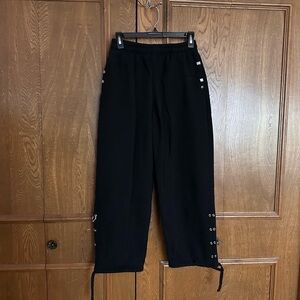 NAMED COLLECTIVE women’s sweatpants with silver design and tie bottom